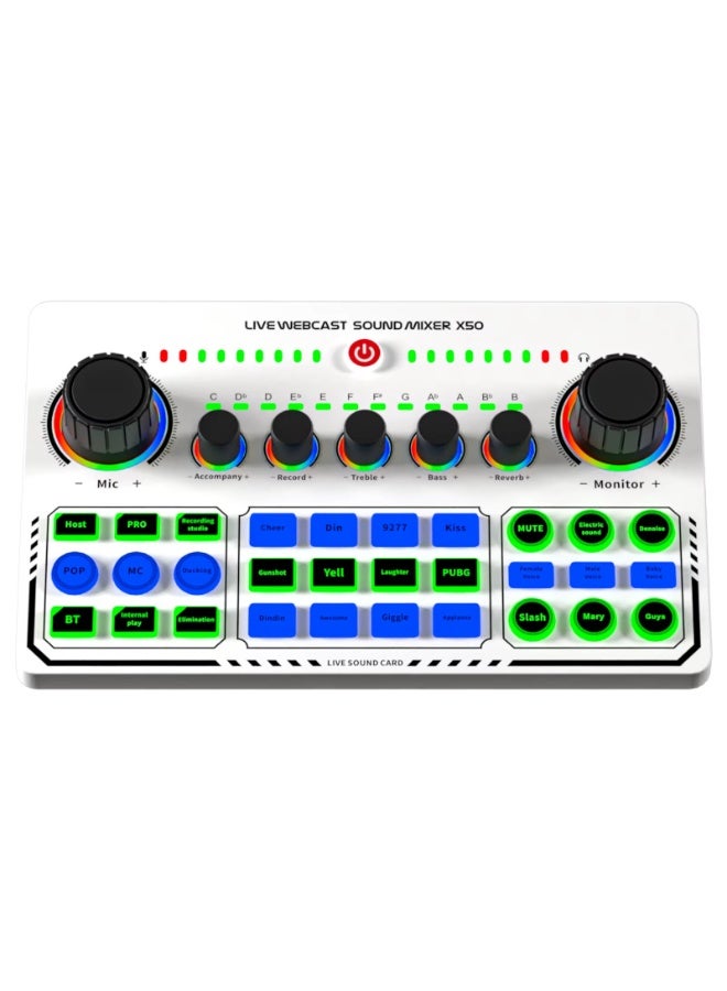 Live Sound Card Audio Mixer - White - Image 1