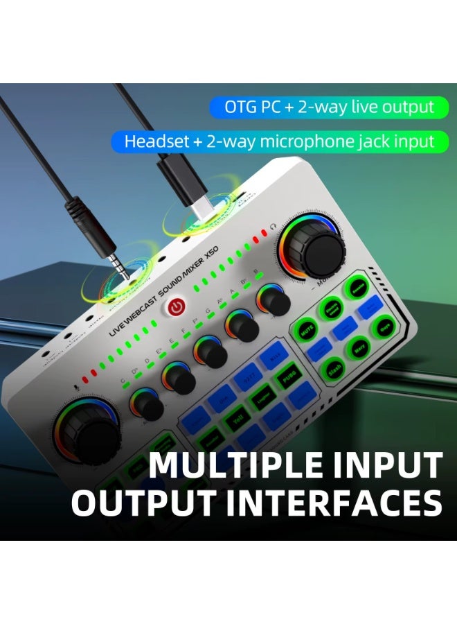 Live Sound Card Audio Mixer - White - Image 3