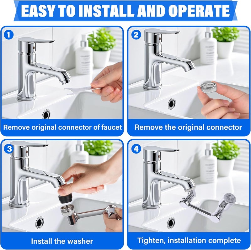Shaobrc 360° Rotating Faucet Extender with Adapter – Multifunctional Sink Spray Head for Bathroom & Kitchen Sinks (Extender 2-pack) - Image 5