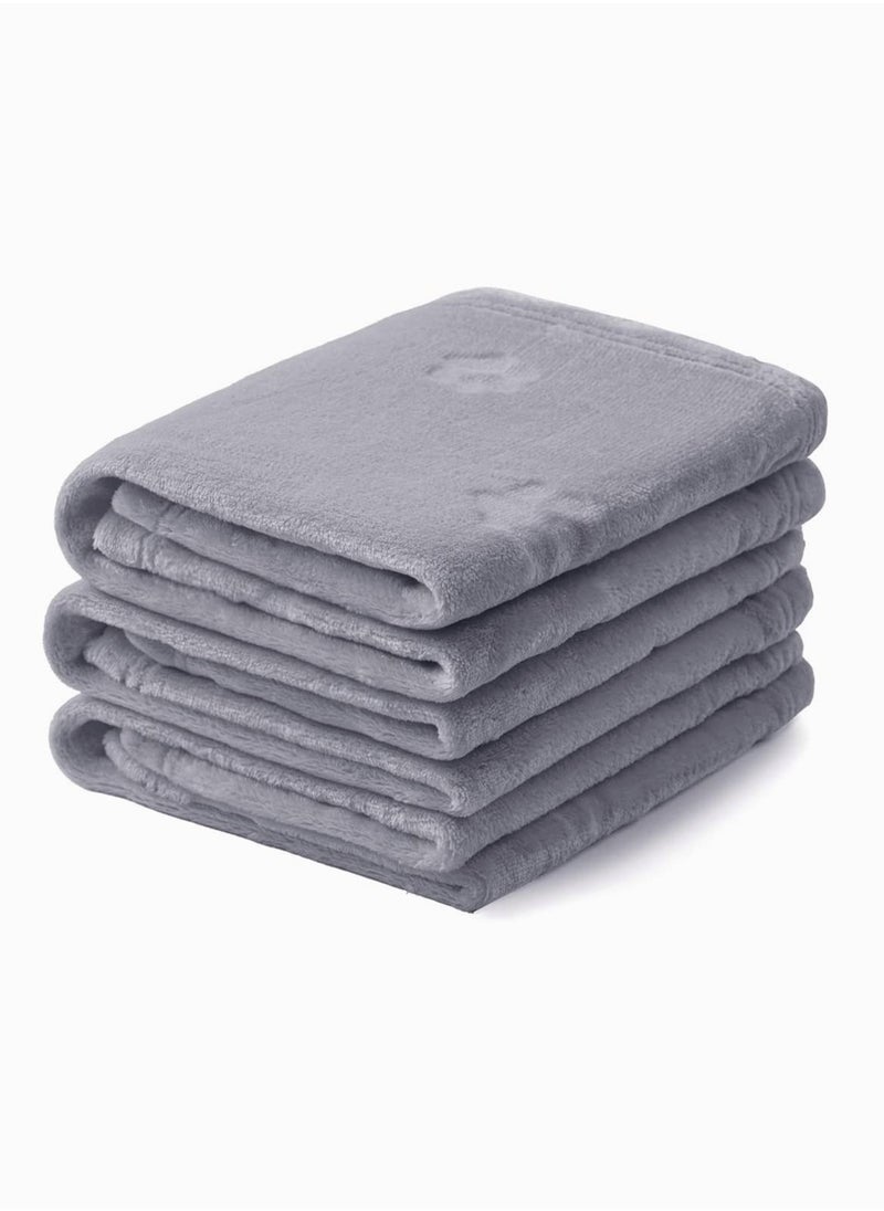 Generic Super Soft Fluffy Pet Flannel Blankets Set of 3 for Dogs and Cats Premium Fleece 60x40CM Light Gray  - Image 1