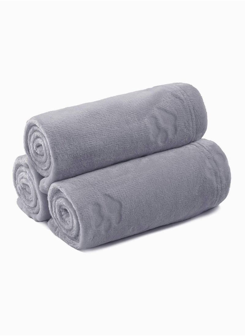 Generic Super Soft Fluffy Pet Flannel Blankets Set of 3 for Dogs and Cats Premium Fleece 60x40CM Light Gray  - Image 5