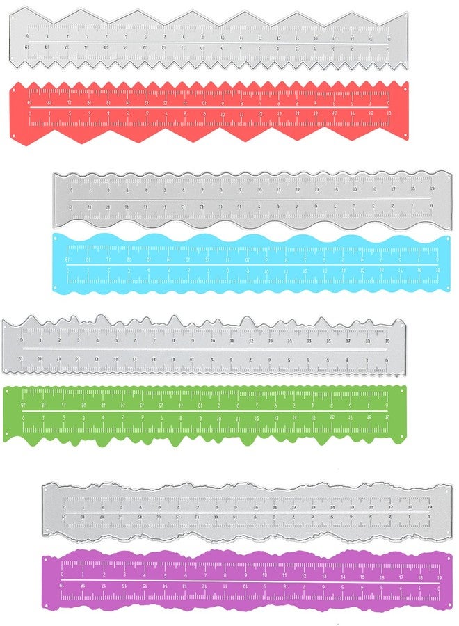 Konohan 4 Pcs Deckle Edge Ruler Metal Paper Tearing Ruler Stainless Steel 8.4 Inch Irregular Die Cuts Measuring Tool for Crafts Engineering School Office Architect and Drawing - Image 1
