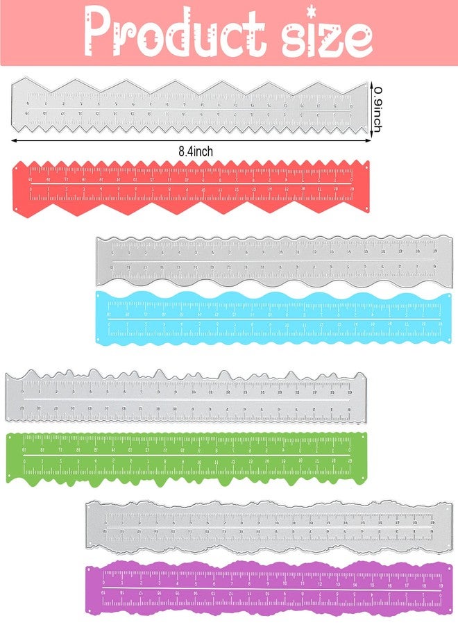 Konohan 4 Pcs Deckle Edge Ruler Metal Paper Tearing Ruler Stainless Steel 8.4 Inch Irregular Die Cuts Measuring Tool for Crafts Engineering School Office Architect and Drawing - Image 2