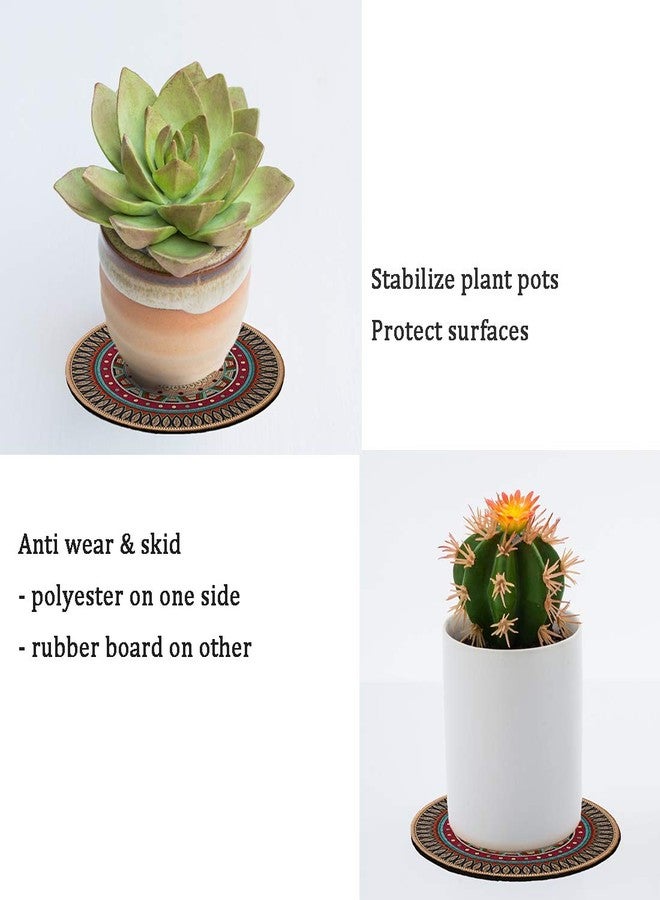 Morning View Colorful Boho Plant Pot Mat Set of 6 Absorbent Non Slip for Table Desk Floor 8.5 Inch - Image 4