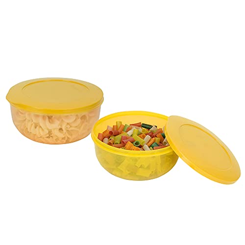 Cutting EDGE 400ml Eco-Storage Plastic Container & Organizer Set of 2 for Kitchen, Refrigerator, Lunch & Food Storage (Yellow) - Image 1