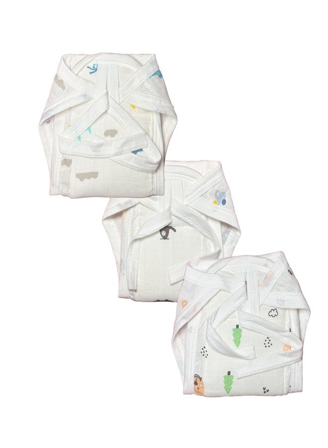 Dikary New born Baby's Cotton Cloth Diapers/Langot/nappy U Shaped Washable and Reusable Nappies (Multicolour) (New Born, 3, count) - Image 1