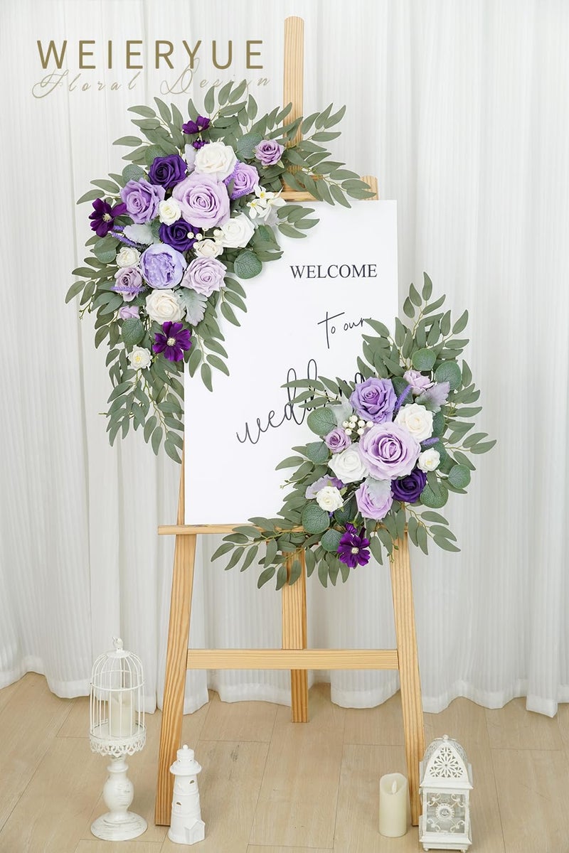 WEIERYUE Artificial Wedding Arch Flowers Kit(Pack of 2) for Wedding Arch, Bridal Shower, Ceremony and Reception Backdrop Decoration (Dancing Purple Kelsang Flowers) - Image 2