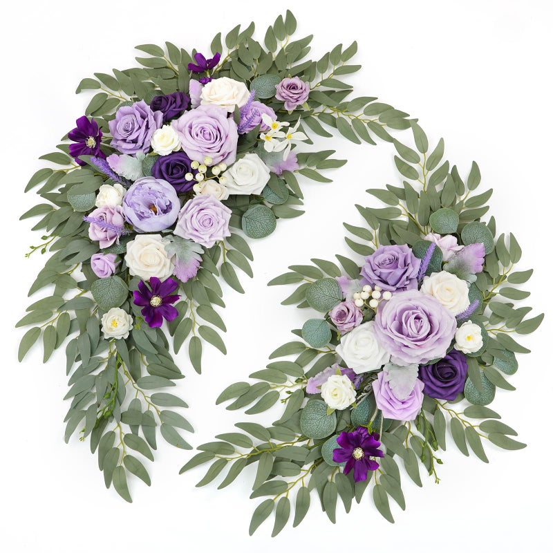 WEIERYUE Artificial Wedding Arch Flowers Kit(Pack of 2) for Wedding Arch, Bridal Shower, Ceremony and Reception Backdrop Decoration (Dancing Purple Kelsang Flowers) - Image 1