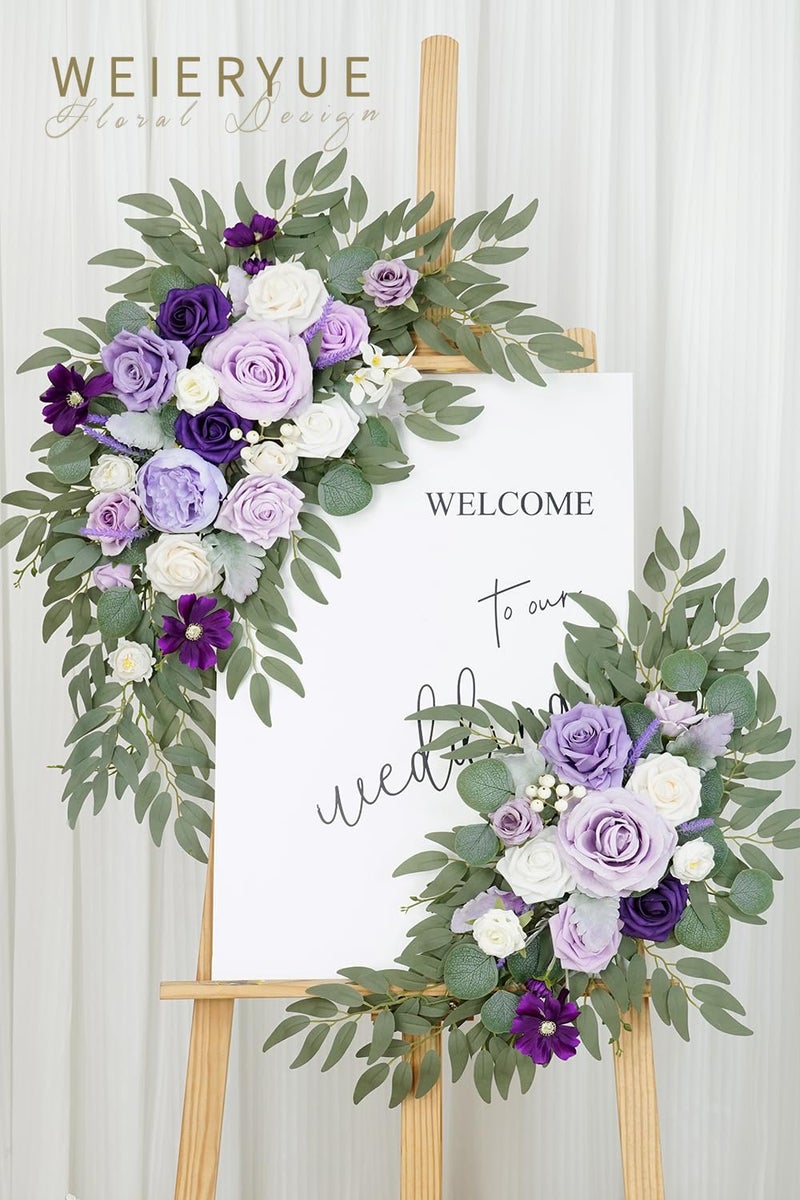 WEIERYUE Artificial Wedding Arch Flowers Kit(Pack of 2) for Wedding Arch, Bridal Shower, Ceremony and Reception Backdrop Decoration (Dancing Purple Kelsang Flowers) - Image 5