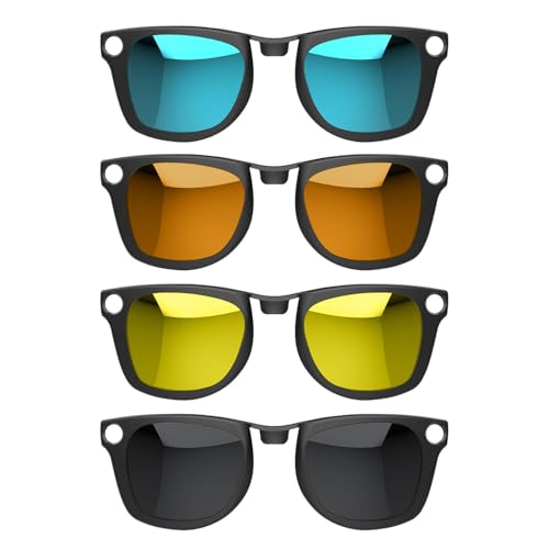 Rechale 4Pcs Polarized Clip for Ray-Ban Meta Wayfarer & Gen 2 (RW4006/RW4012, M,50-22), Discoloration Clip for Meta Wayfarer Gen 2 UV Protection, Smart Glasses Polarized Lens Set (Black+Yellow+Blue+Orange) - Image 1