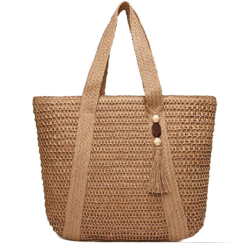 YAVCOOL Straw Beach Bags for Women Woven Beach Tote Bag Casual Boho Large Shoulder Handbags Purse for Vacation Holiday - Image 1