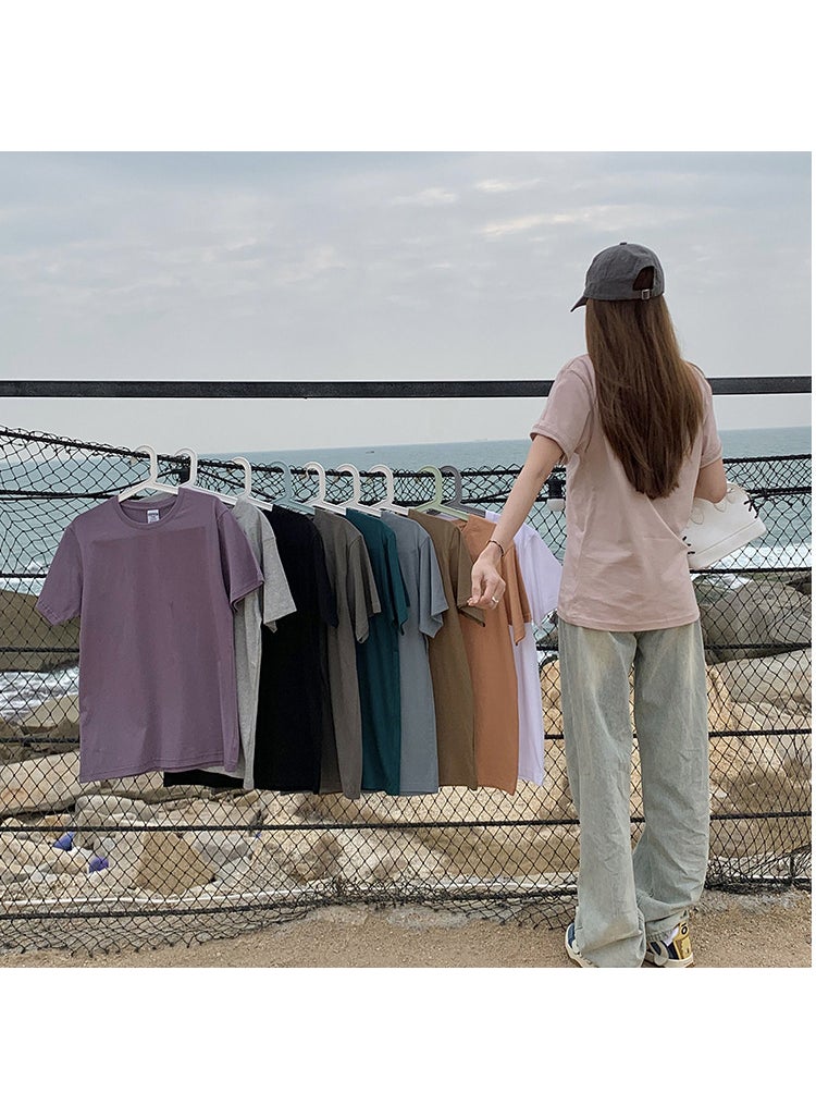 Generic - Pure Color Back-Collar Womens Top fog blue - Image 1