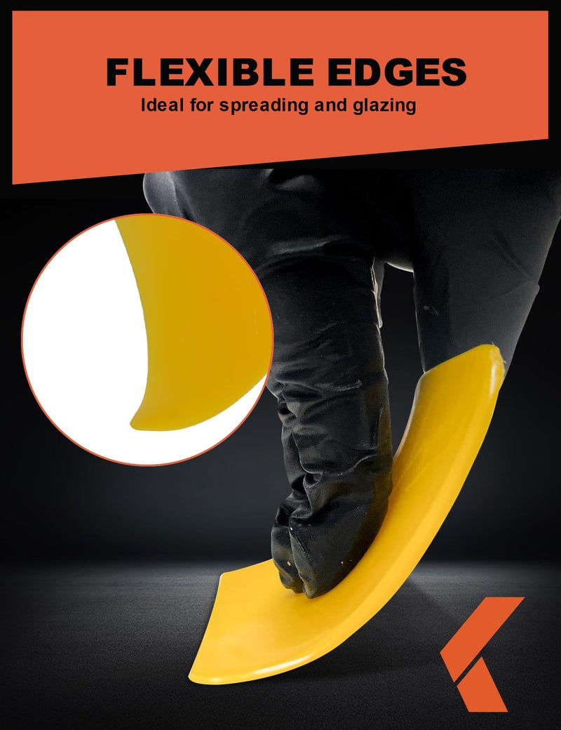 KREFINISH Body Filler Spreaders (Pack of 100) - 5" Yellow Reusable Plastic Spreader for Automotive Fillers, Putties, Glazes, Caulks and Paint - Image 5