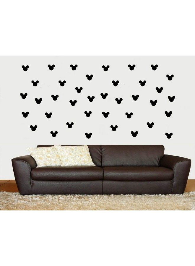 JURUOXIN Pvc Cartoon Mickey Mouse Head Wall Sticker Baby Nursery Cute Animal Wall Decal Children Room Vinyl Wall Art Easy Removable Pack Of 72Pcs (Black) - Image 3