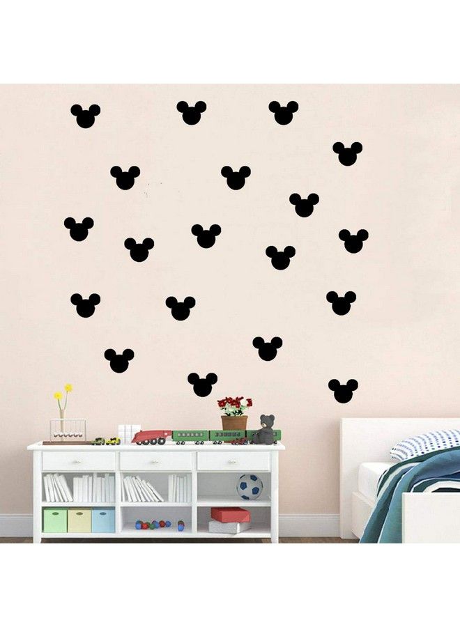 JURUOXIN Pvc Cartoon Mickey Mouse Head Wall Sticker Baby Nursery Cute Animal Wall Decal Children Room Vinyl Wall Art Easy Removable Pack Of 72Pcs (Black) - Image 4
