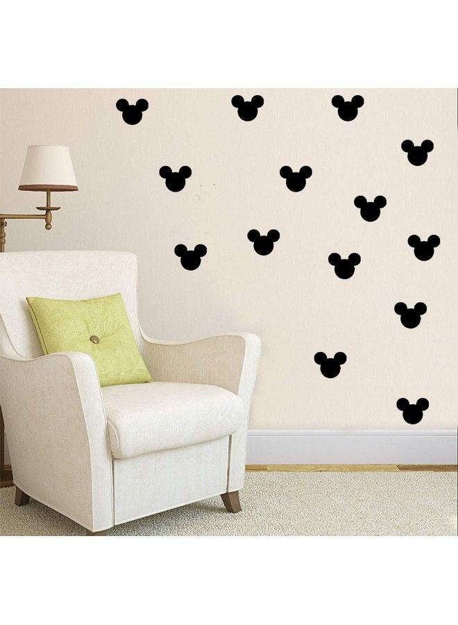 JURUOXIN Pvc Cartoon Mickey Mouse Head Wall Sticker Baby Nursery Cute Animal Wall Decal Children Room Vinyl Wall Art Easy Removable Pack Of 72Pcs (Black) - Image 1