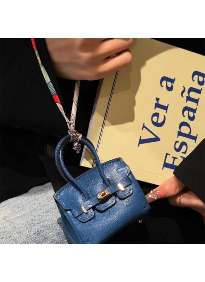 Generic Small Xiangfeng Ostrich Pattern Platinum Earphone Bag Suitable For Apple Airpods1/2 Generation Simple Niche Shell 3 Generation/PRO2-Color:Ostrich Pattern Platinum Bag-blue-Applicable Models:airpods Pro2  - Image 4