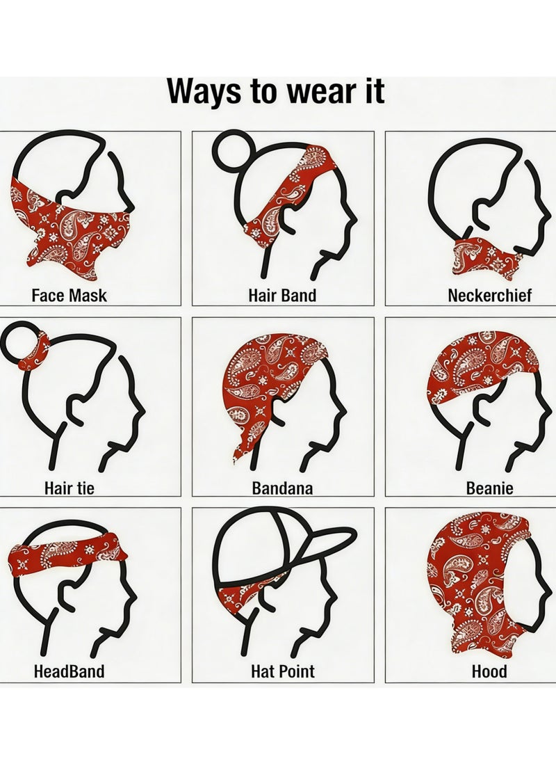 12Pcs Bandanas Paisley Print Head Wrap Scarf Wristband,Multi-Purpose Cowboy Head Wraps, Scarves & Wristbands for Adults & Kids - Image 2