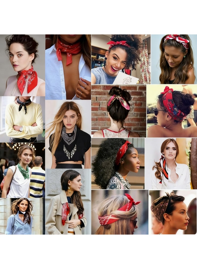 12Pcs Bandanas Paisley Print Head Wrap Scarf Wristband,Multi-Purpose Cowboy Head Wraps, Scarves & Wristbands for Adults & Kids - Image 3