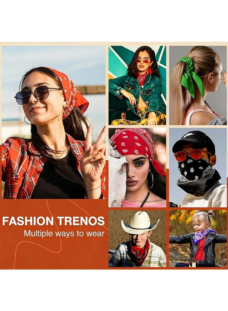 12Pcs Bandanas Paisley Print Head Wrap Scarf Wristband,Multi-Purpose Cowboy Head Wraps, Scarves & Wristbands for Adults & Kids - Image 5