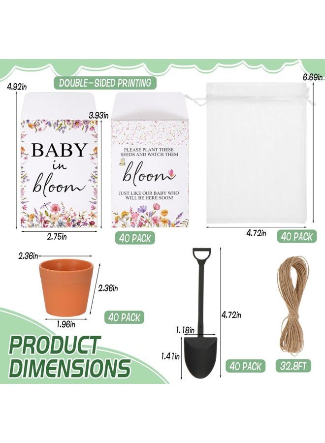 Wenceda 40 Set Baby Shower Party Favors Baby in Bloom Envelope Packets - Include 50 Packets 50 Flower Pots 50 Organza Bags 50 Garden Trowels - Favors for Guests Birthday Party (N-o-S-e-e-d) - Image 2