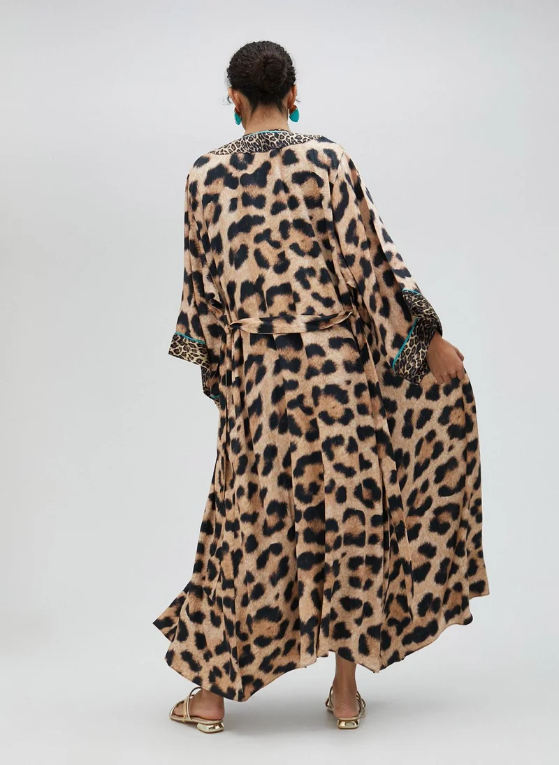 Lola Casademunt Long kimono with mini leopard print