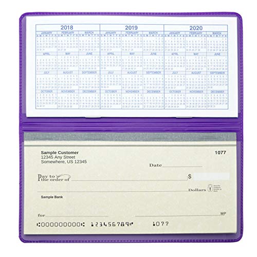 CAROUSELCHECKS Purple Vinyl Checkbook Cover, Top Tear Personal Vinyl Checkbook Cover - Image 2