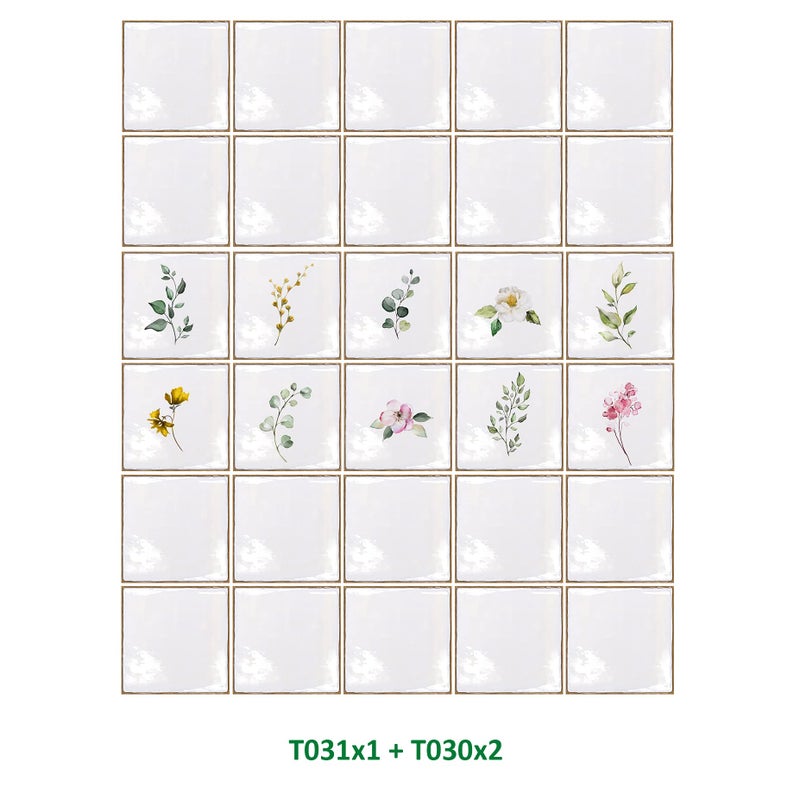 Alwayspon Vinyl Sticker Peel and Stick, Self-Adhesive Wall Tile Transfers Backsplash Sticker Decal for Kitchen Bathroom, 6x6inch/15x15cm 30Pcs, Leaves T031 - Image 5