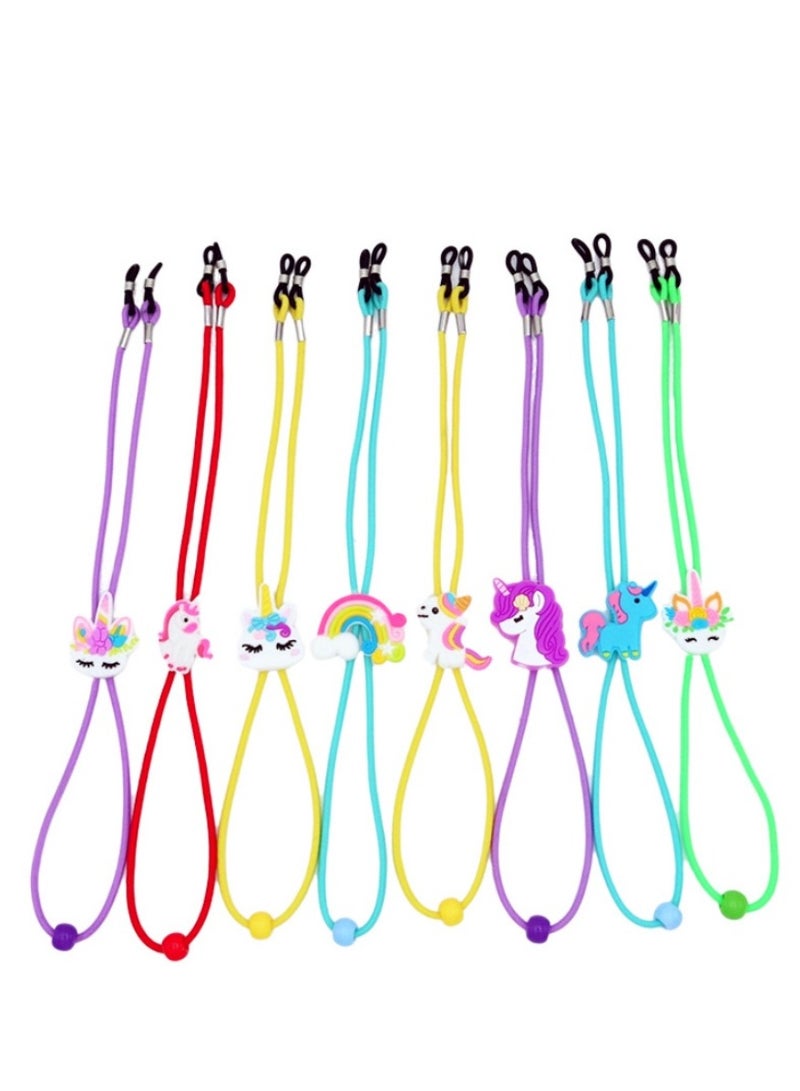 Generic Pack of 8 Kids Glasses Strap Unicorn Rainbow Adjuster Stretchy Eyeglass Strap for Boys Girls  - Image 1