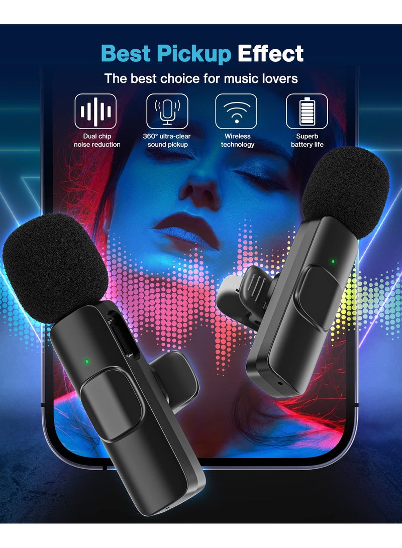 3 in 1 Wireless Lavalier Microphone for iPhone iPad Android with 2 Microphone, Auto Sync and Noise Reduction Sound for Recording, Live Streaming, Interview, Vlog  - Image 2