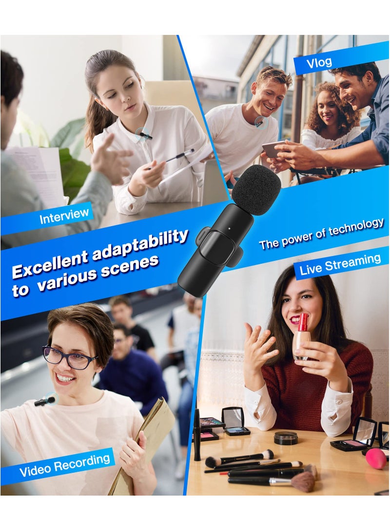 3 in 1 Wireless Lavalier Microphone for iPhone iPad Android with 2 Microphone, Auto Sync and Noise Reduction Sound for Recording, Live Streaming, Interview, Vlog  - Image 5