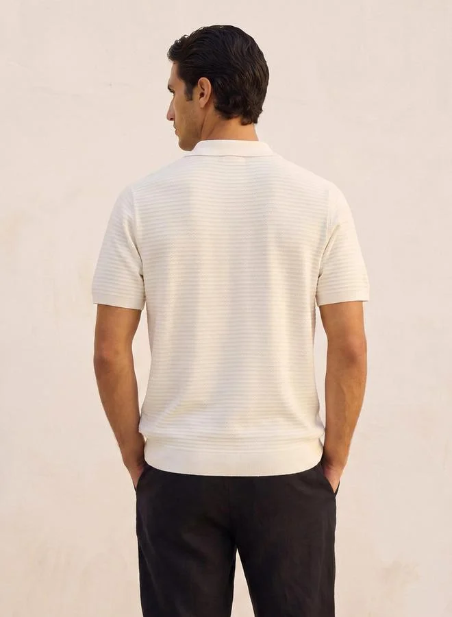 Splash FAV WHITE Smart Short Sleeves Textured Polo T-shirt for Men | Best Price UAE