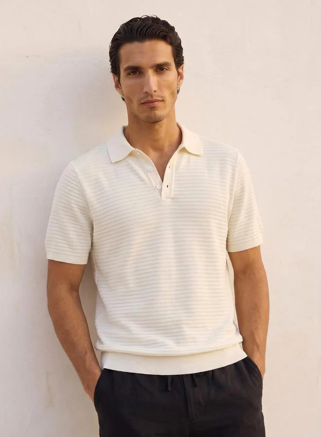 Smart Short Sleeves Textured Polo T-shirt