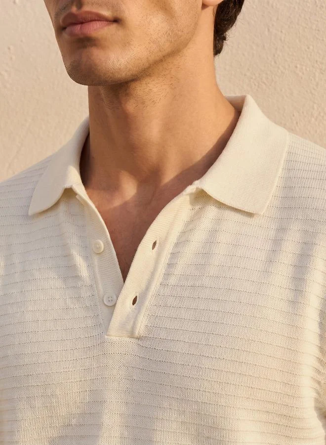 Splash FAV WHITE Smart Short Sleeves Textured Polo T-shirt for Men | Best Price UAE