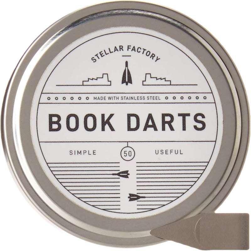 Stellar Factory Book Darts: Thin Stainless Steel Mini Bookmarks - 50 Count - Image 1