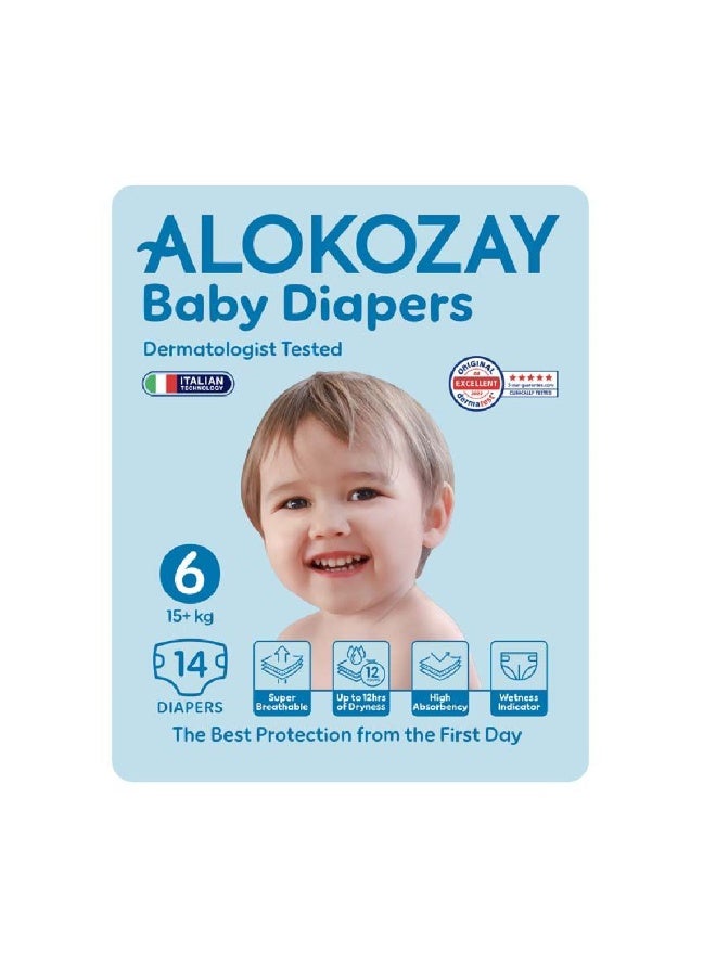 Alokozay Baby Diapers, Size 6, 15+ Kg, Pack of 14’s