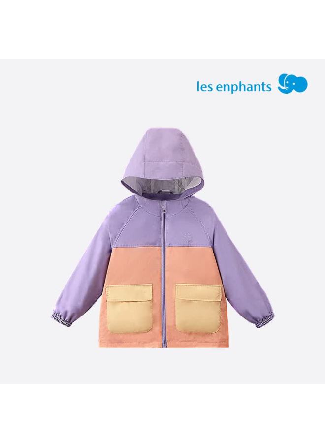 Les Enphants Kids Outdoor Jacket Boys Girls Dopamine Three-proof Coat Spring Autumn Mist Purple 140cm - Image 3
