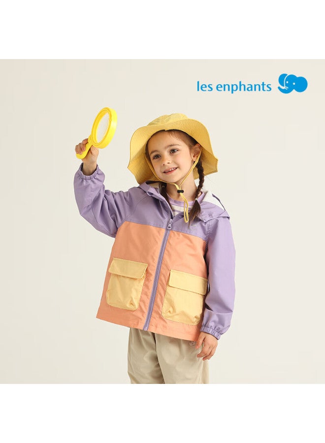 Les Enphants Kids Outdoor Jacket Boys Girls Dopamine Three-proof Coat Spring Autumn Mist Purple 140cm - Image 1