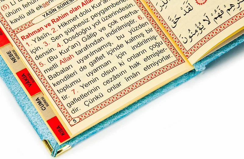 İhvan Ihvan 20 Pieces Velvet Covered Book of Yasin with Allah Name and Personalized Plate Pocket Size Blue 1125