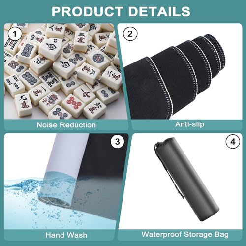 XXSTAR 325 Inch Mahjong Mat for Table 3MM NonSlip Noise Reduction Gaming Mat with Drawstring Bag Perfect for Poker Board Games Card Games Tile Games and Dominoes Dark CyanPale Blue - Image 5