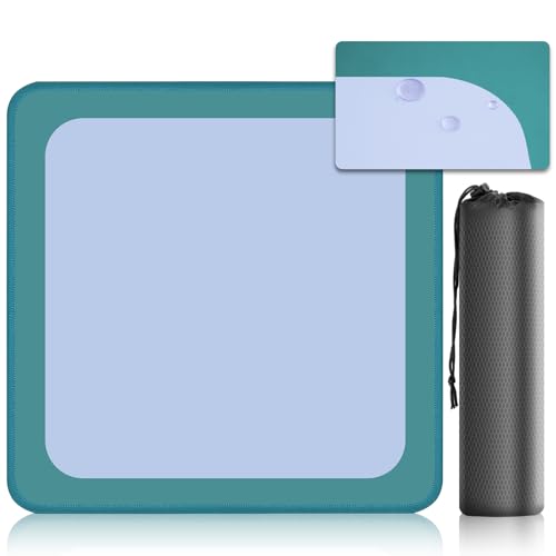 XXSTAR 325 Inch Mahjong Mat for Table 3MM NonSlip Noise Reduction Gaming Mat with Drawstring Bag Perfect for Poker Board Games Card Games Tile Games and Dominoes Dark CyanPale Blue - Image 1