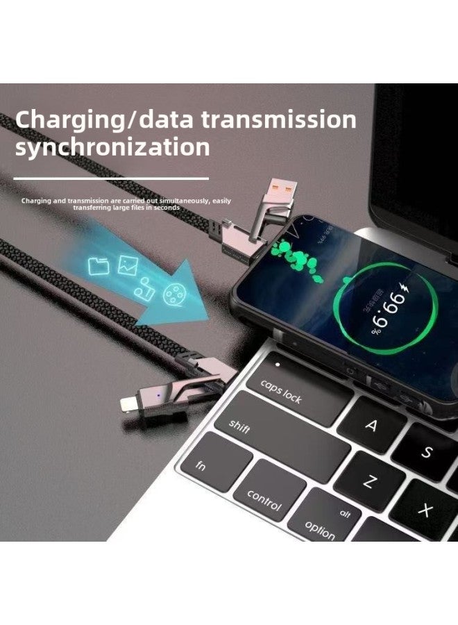 Four-in-one Data Cable Type-c Fast Charging Line For Huawei Mobile Phone Apple 15 Tablet Notebook Pd Charging Line-Color:Black Warrior 2m  - Image 4