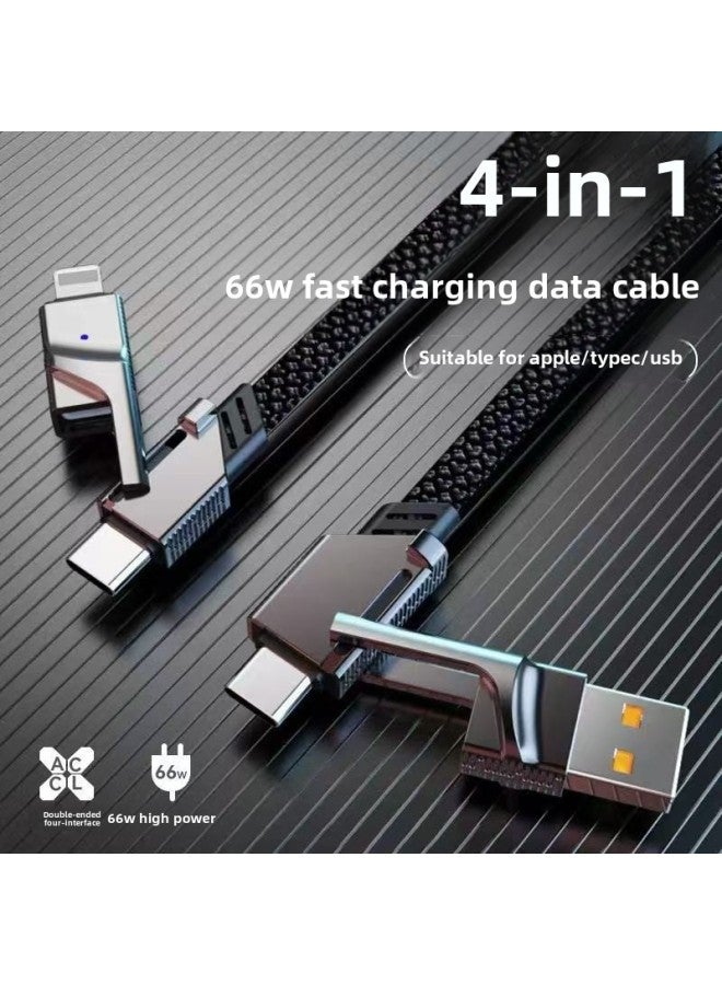 Four-in-one Data Cable Type-c Fast Charging Line For Huawei Mobile Phone Apple 15 Tablet Notebook Pd Charging Line-Color:Black Warrior 2m  - Image 3