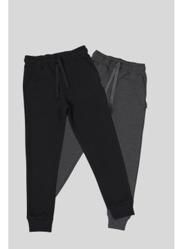 mmetalic Metalic Black-Anthracite Thick Cotton Elastic Waist and Leg Pocket 2-Pack Boy's Tracksuit Bottoms  - Image 1