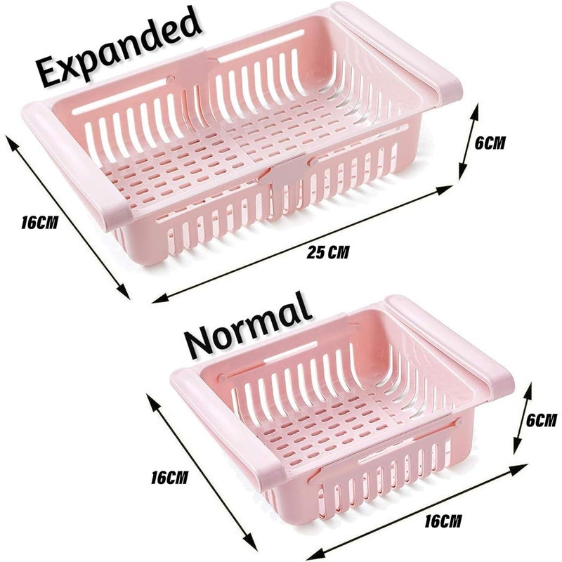 Kuber Industries Kuber Industries Fridge Basket | Plastic Storage Basket | Sliding Storage Racks | Expandable Fridge Tray | Adjustable Basket | Set of 4 | Assorted, 25 X 16 Cm  - Image 3