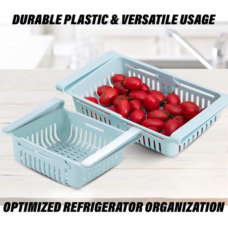 Kuber Industries Kuber Industries Fridge Basket | Plastic Storage Basket | Sliding Storage Racks | Expandable Fridge Tray | Adjustable Basket | Set of 4 | Assorted, 25 X 16 Cm  - Image 5
