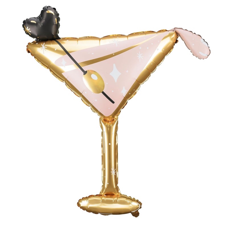 PartyDeco Realistic Giant Martini Glass Balloon PartyDeco 39x33.5 Inch Foil Cocktail Balloons for Bachelorette, Wedding, Birthday, Hen Party Dirty Martini Theme, Bikinis and Martinis Decorations - Image 1