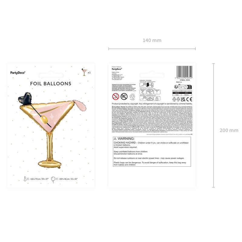 PartyDeco Realistic Giant Martini Glass Balloon PartyDeco 39x33.5 Inch Foil Cocktail Balloons for Bachelorette, Wedding, Birthday, Hen Party Dirty Martini Theme, Bikinis and Martinis Decorations - Image 5