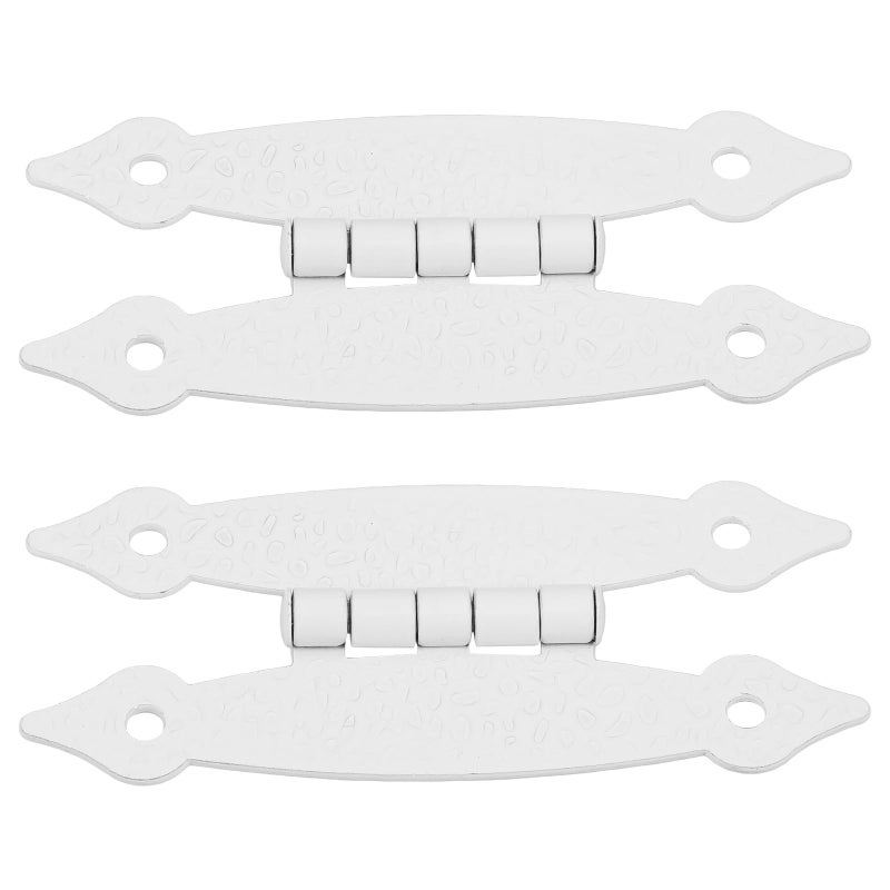 Antique Vintage White Metal Flush Mount Cabinet Door Hinges 3.5 Inch 2 Pack - Image 2