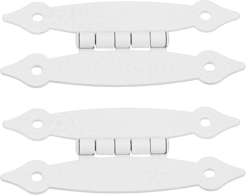 Antique Vintage White Metal Flush Mount Cabinet Door Hinges 3.5 Inch 2 Pack - Image 1
